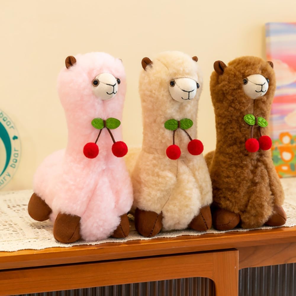 Alpaca Plush Pillow for Exam Relaxation and Play with Beige 20 inches