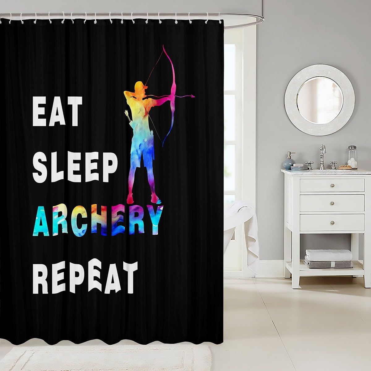 Feelyou Archery Bath Curtain Set 72x72 Soft Waterproof Machine Washable Fun Design