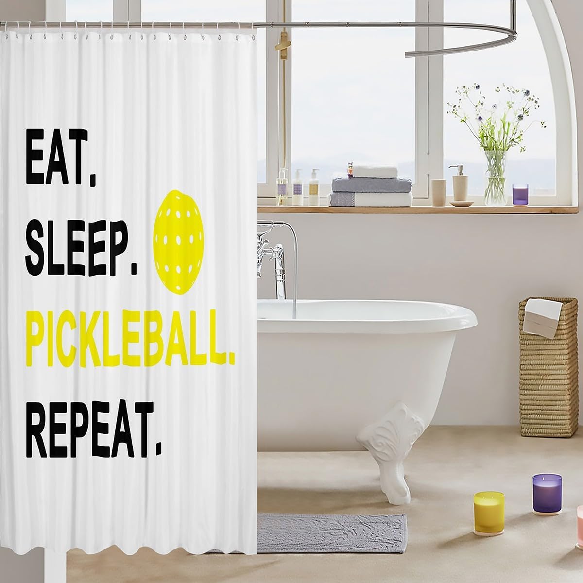 Manfei Pickleball Kids Shower Curtain Set