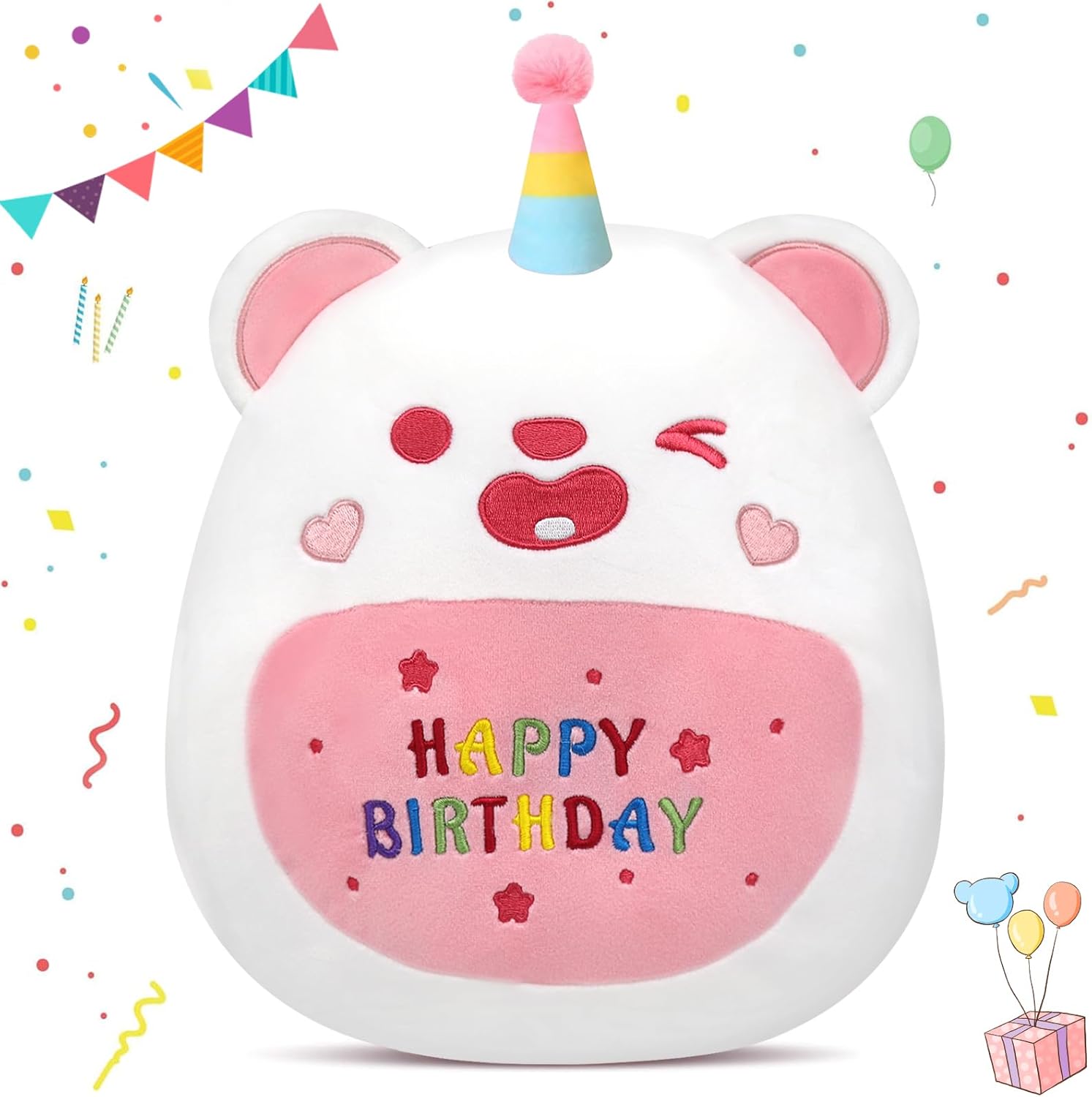Birthday Bear Plush Pillow Toy