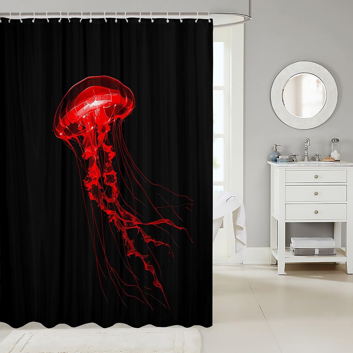 Fun Jellyfish Shower curtain for Kids Ocean-Themed Durable Washable