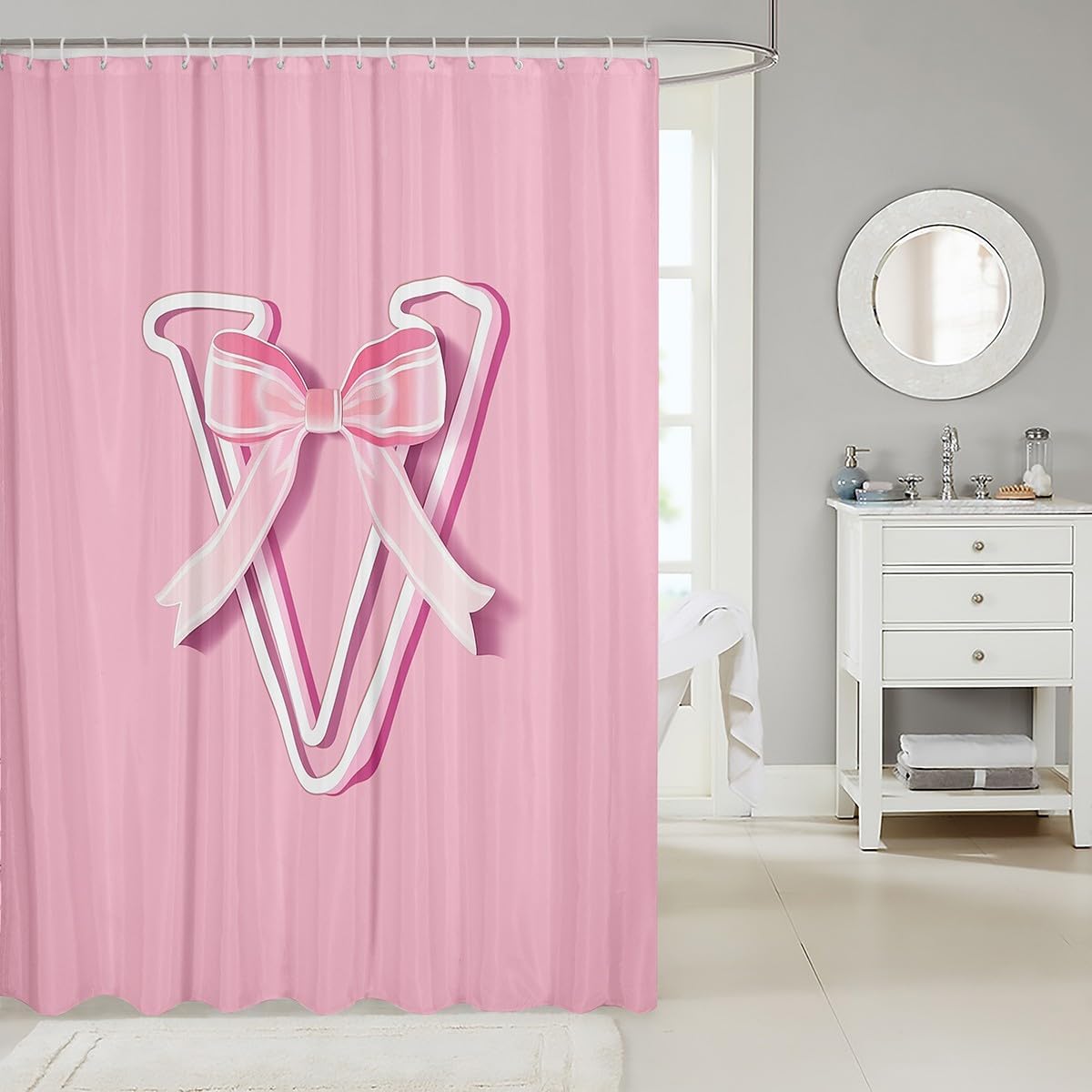 JEjeloiu Dreamy Bow 72x72 Bath Curtain Waterproof Monogrammed Kids Bathroom Accessory
