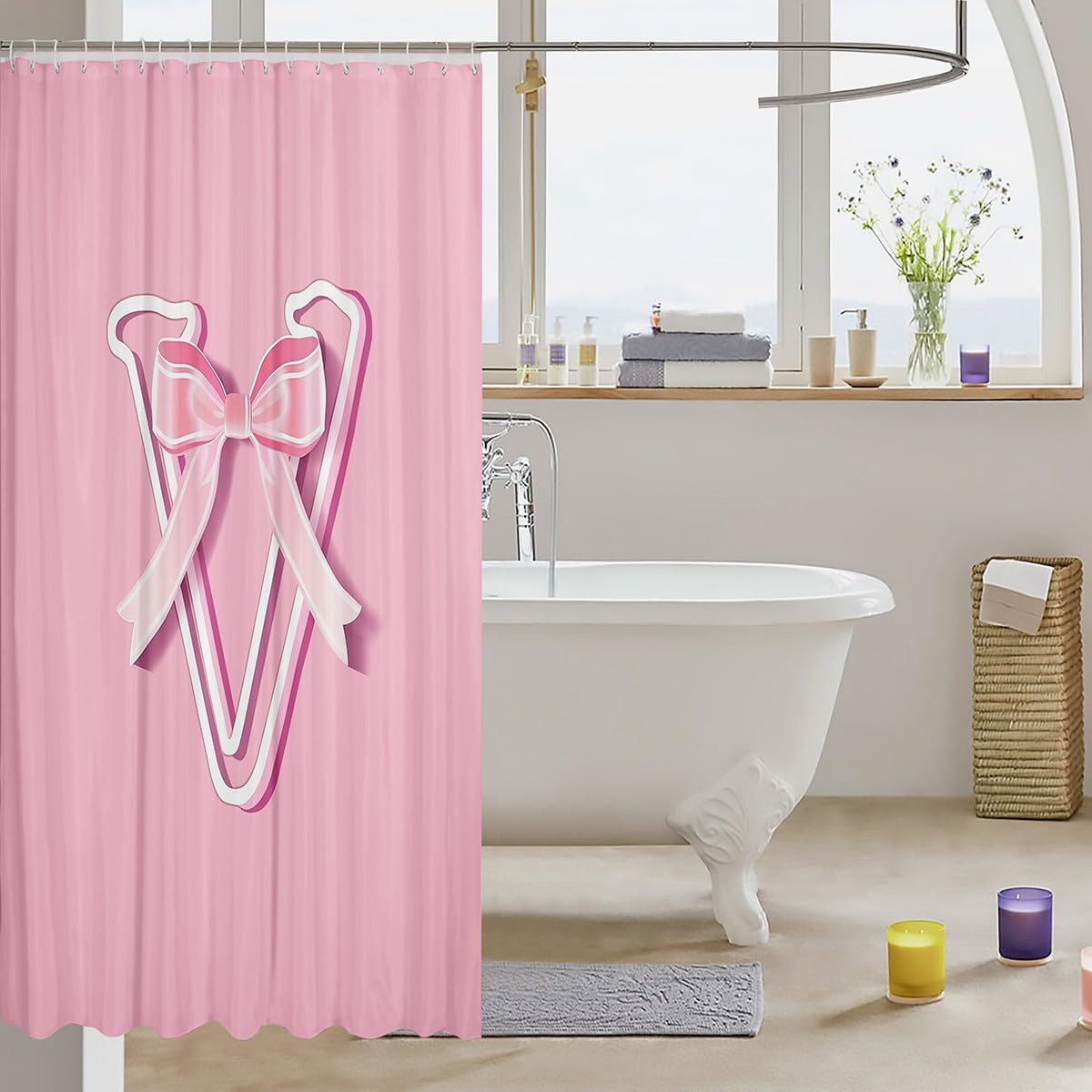 JEjeloiu Dreamy Bow 72x72 Bath Curtain Waterproof Monogrammed Kids Bathroom Accessory