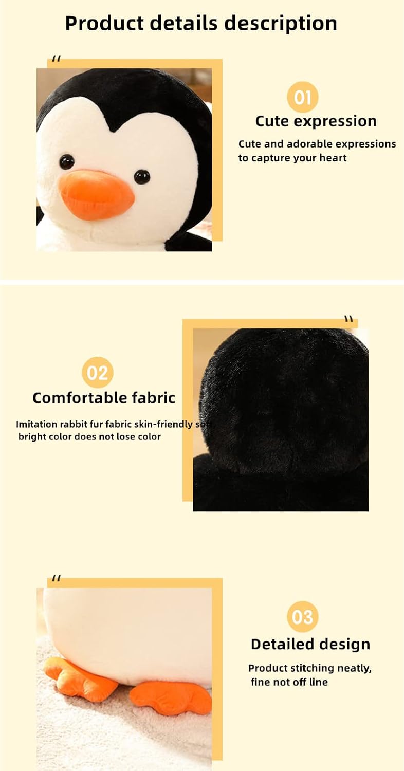 Perfect for Kids Adults 12 inch Stuffed Animal Penguin Pillow