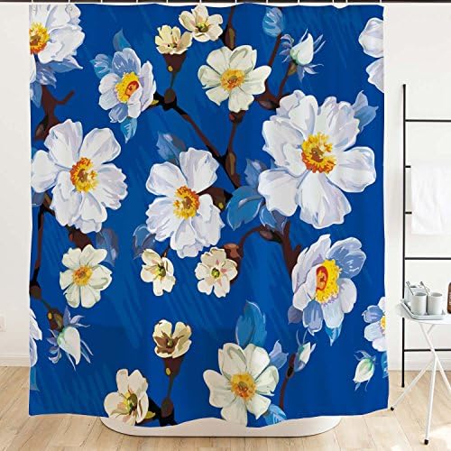 White Narcissus Blue - 71 Shower Curtain Set