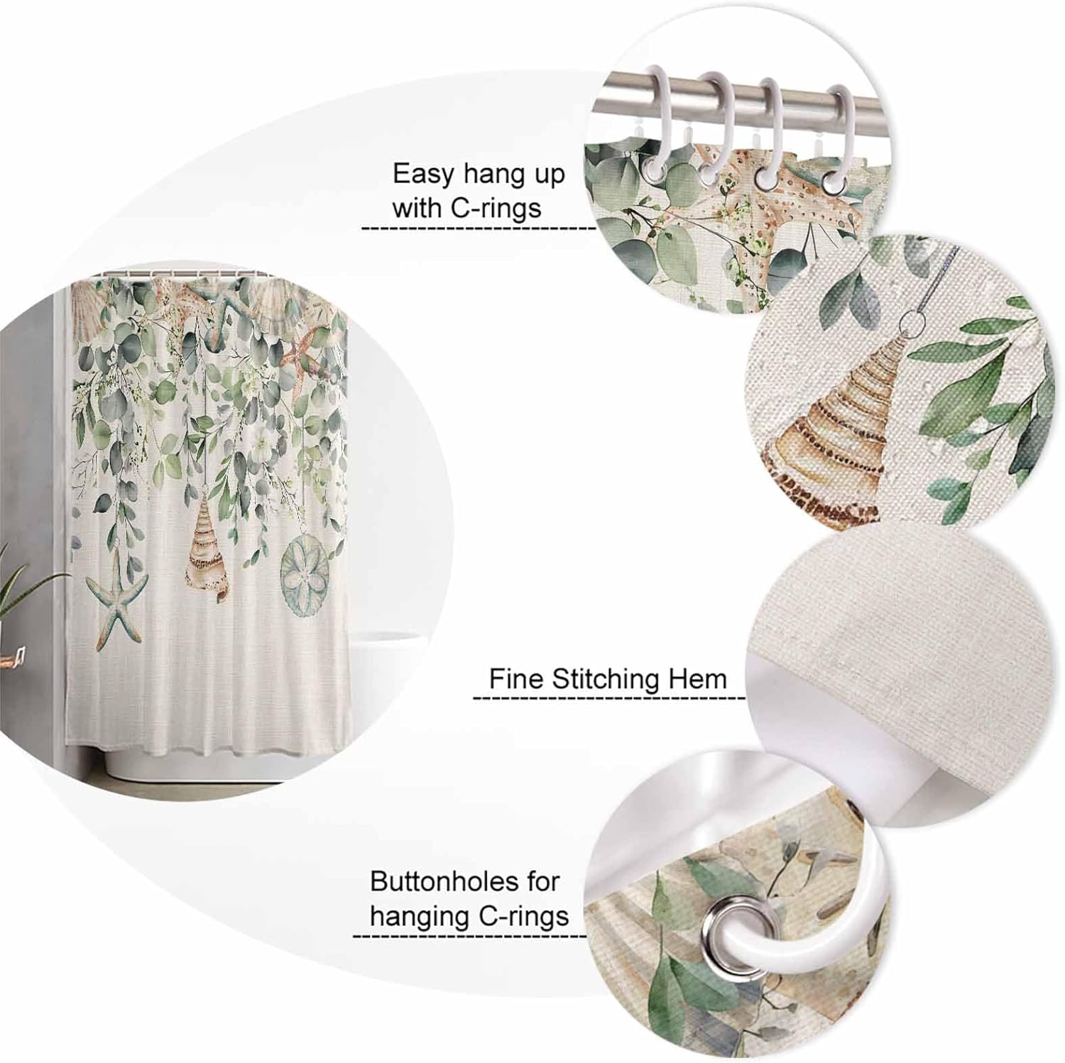 Coastal Eucalyptus Bath Shower Curtain Set