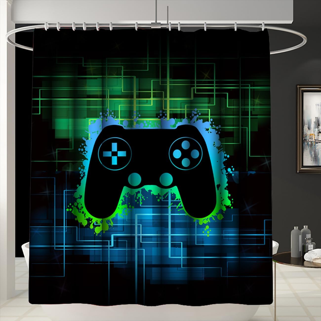 Game Controller Shower Curtain Set 4-Piece
