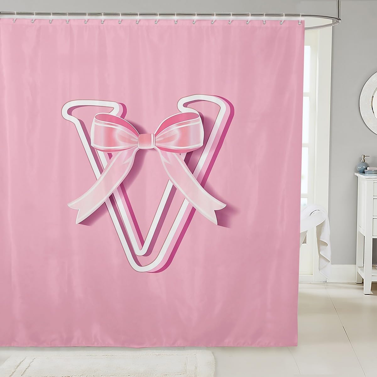 JEjeloiu Dreamy Bow 72x72 Bath Curtain Waterproof Monogrammed Kids Bathroom Accessory