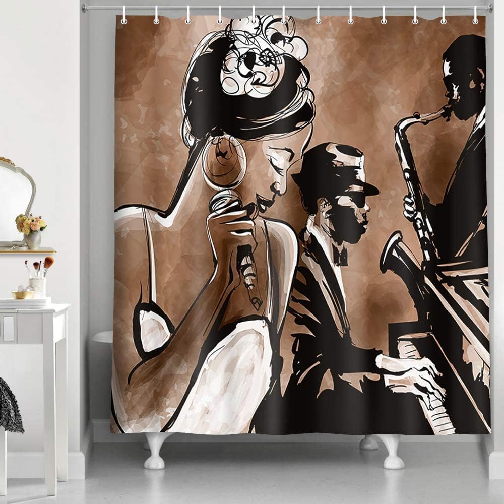 NYMB Fresh Powerful African Woman Jazz Shower Curtain Set