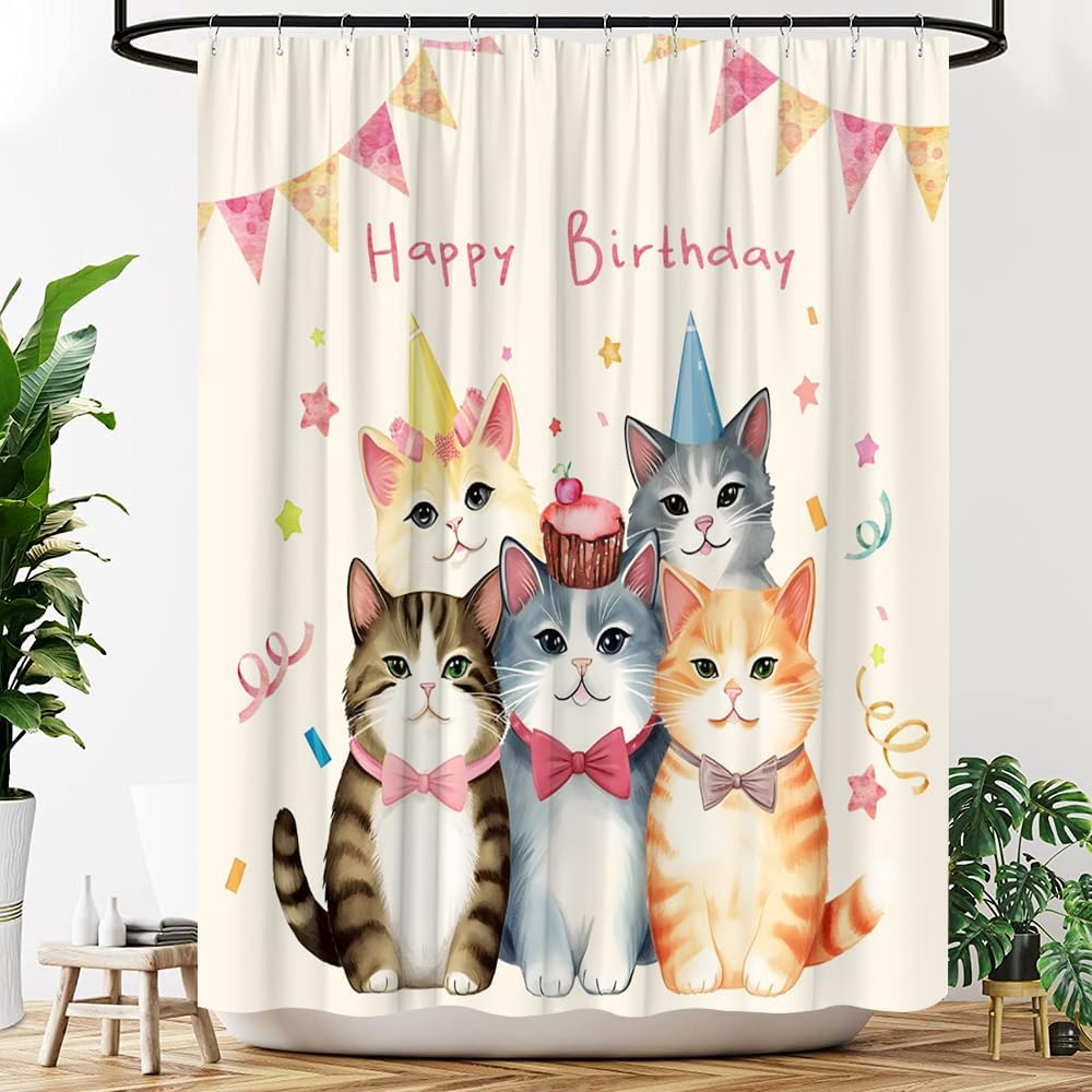 Happy Birthday Rustic Corner Shower Curtain Set