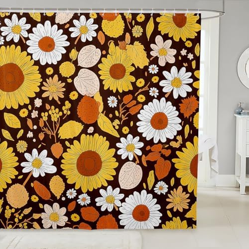Feelyou Sunflower Bathroom Shower Curtain Set - 72 x 72 Floral Design
