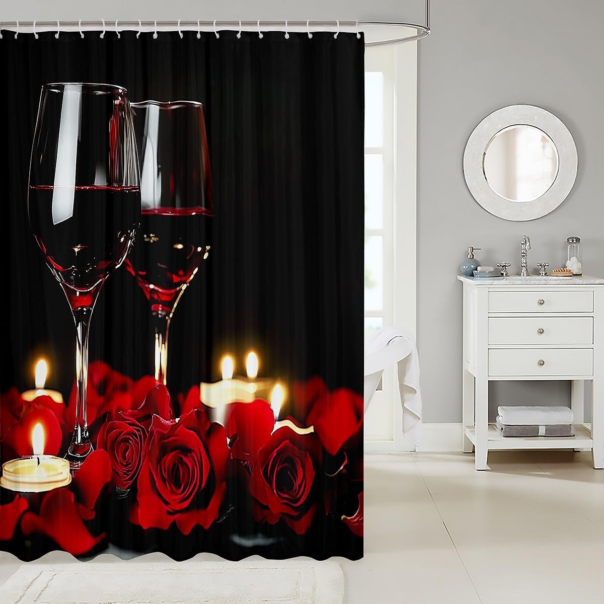 Feelyou Rose Red Wine Bath Curtains 72x72