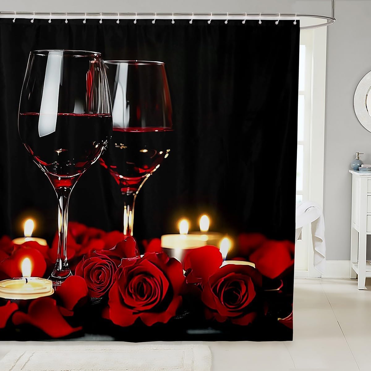 Feelyou Rose Red Wine Bath Curtains 72x72