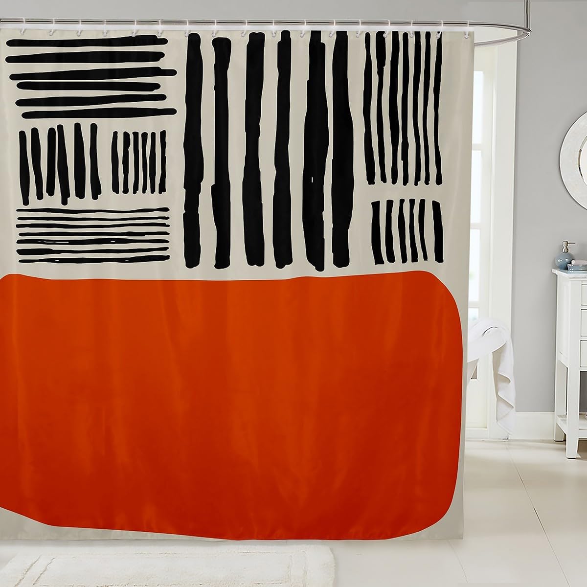Feelyou 72x78 Orange Beige Abstract Shower Curtain