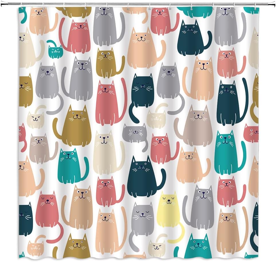 Brightly Cartoon Cat Unique for Girls Delightful Bathroom Decor