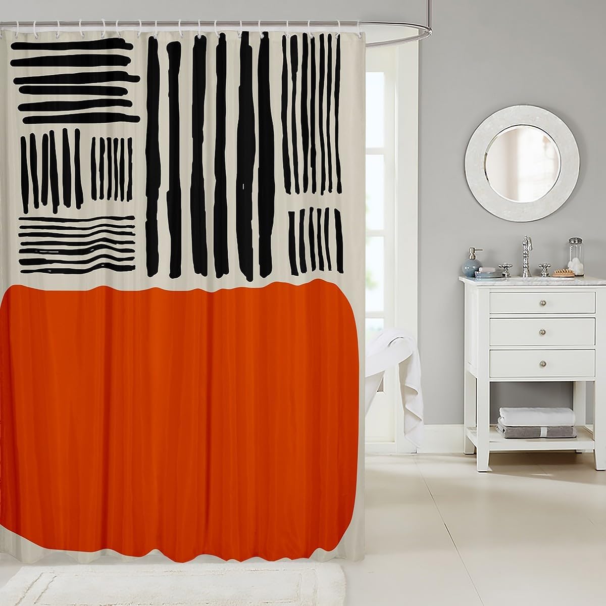 Feelyou 72x78 Orange Beige Abstract Shower Curtain