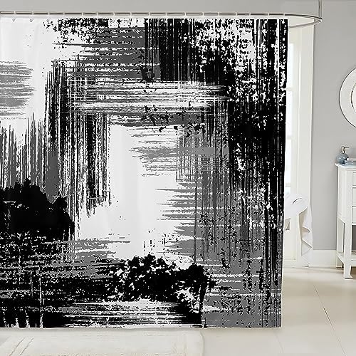 Manfei Abstract Waterproof Abstract Art Bath Room Travel Kit with 12 Hooks