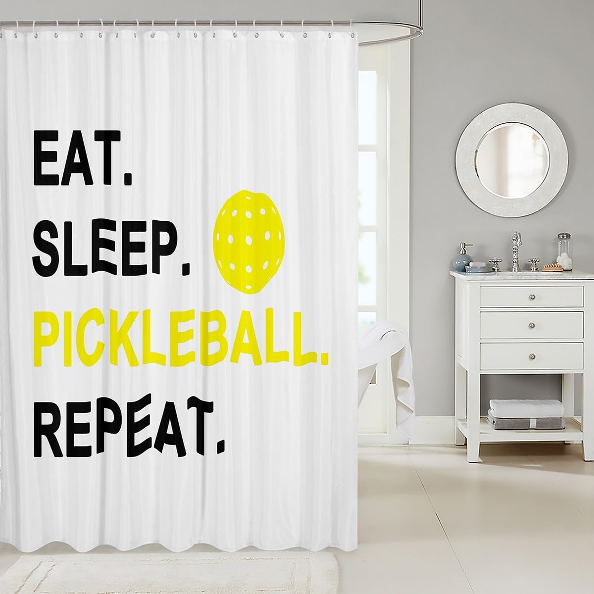 Manfei Pickleball Kids Shower Curtain Set