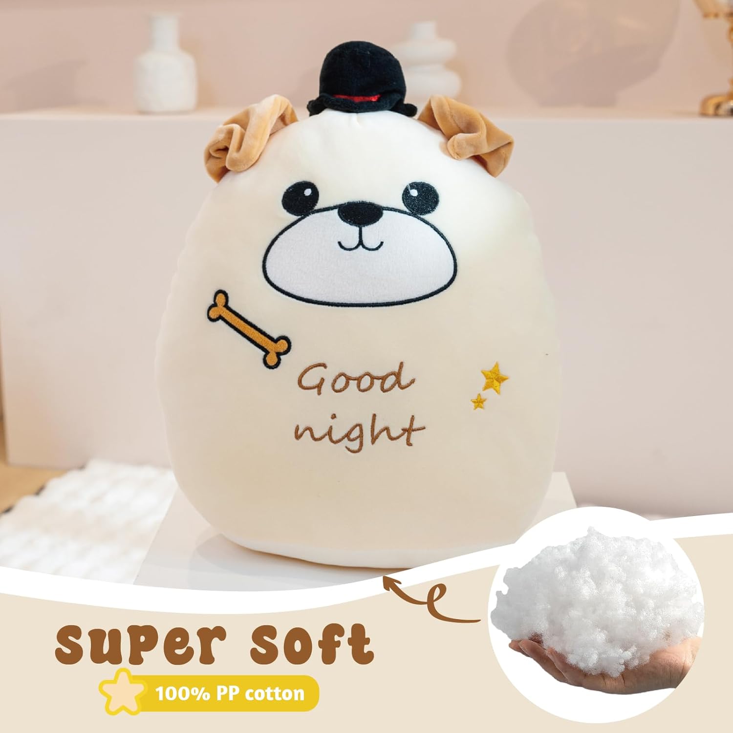 12-Inch cuddly dog plush pillow for adults children