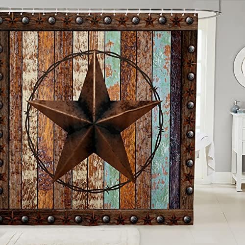 Manfei Western Texas Star Shower Curtain Set