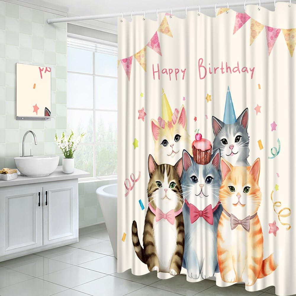 Happy Birthday Rustic Corner Shower Curtain Set