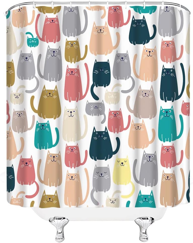 Brightly Cartoon Cat Unique for Girls Delightful Bathroom Decor