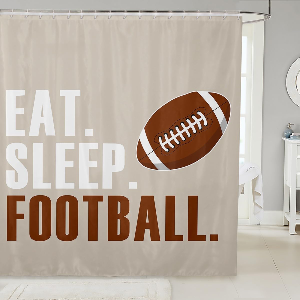 Fun Sports Shower Curtain for Kids NASA Beige
