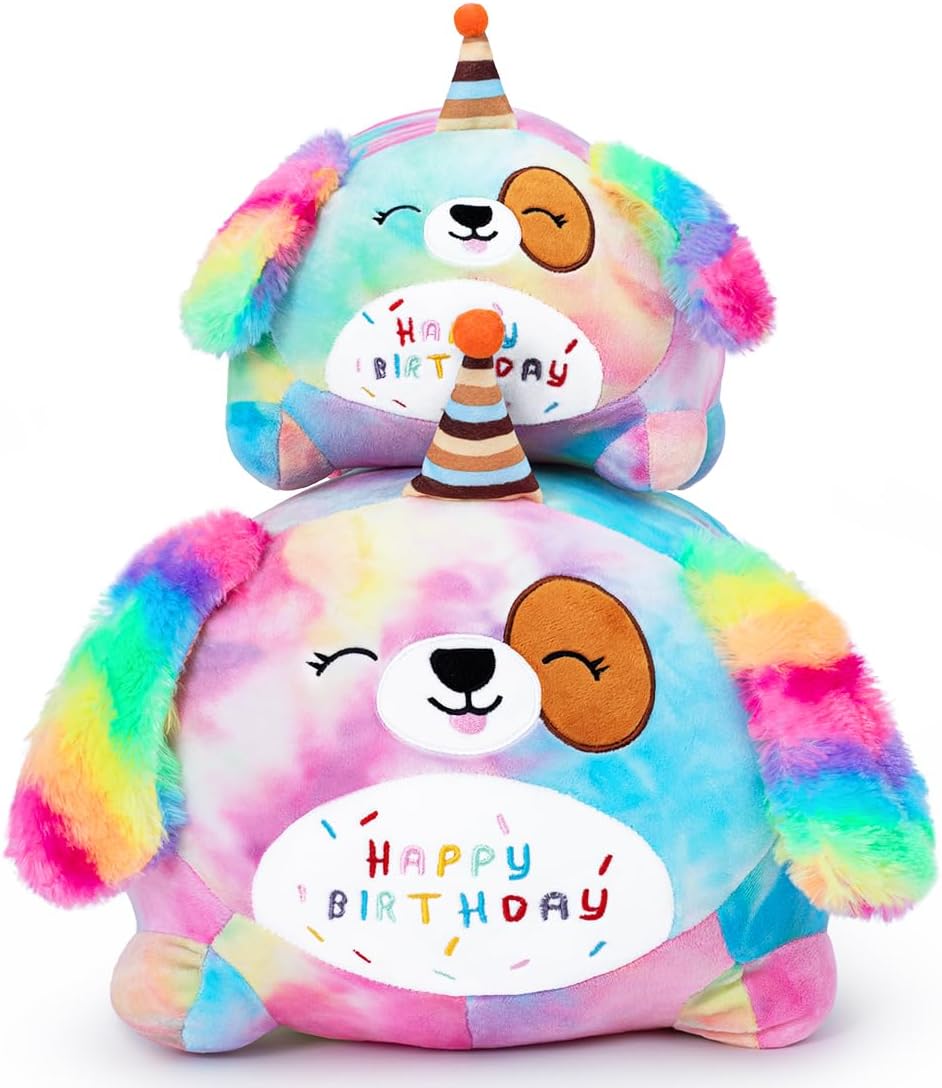 158 Premium Plush Pink Dog Pillow Soft Chubby Stuffed Animal for Birthdays
