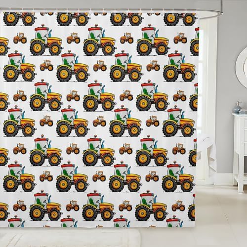Feelyou Excavator Car Shower Curtain Set 72x72