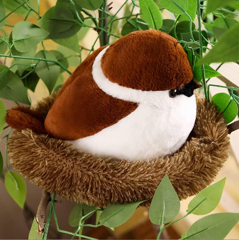 Sparrow Plush Doll with Birds Nest
