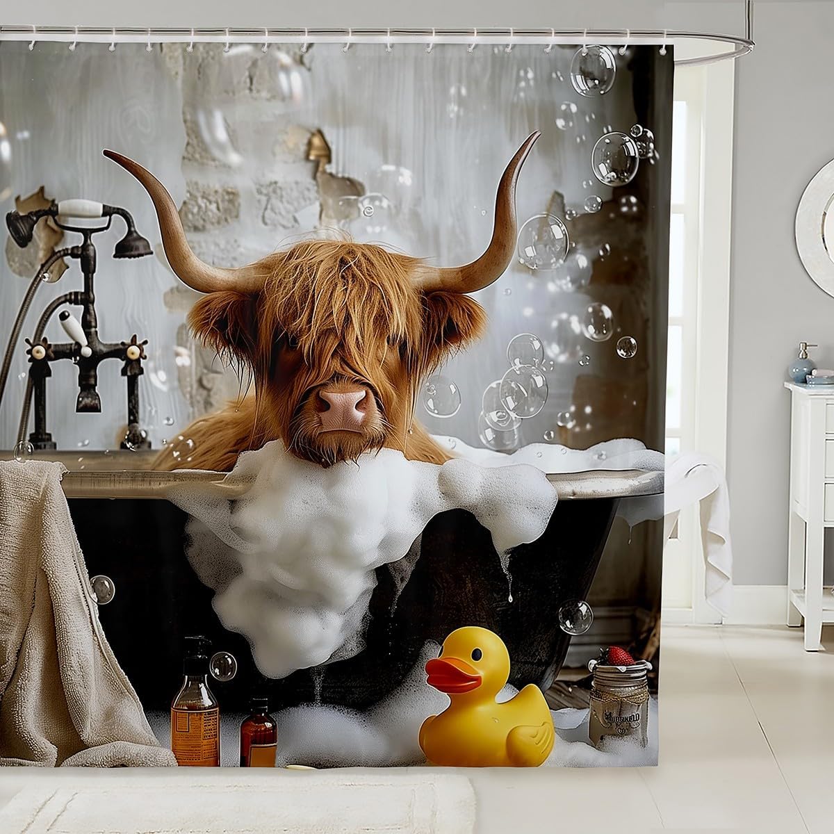 Manfei Cattle Shower Curtains Kids