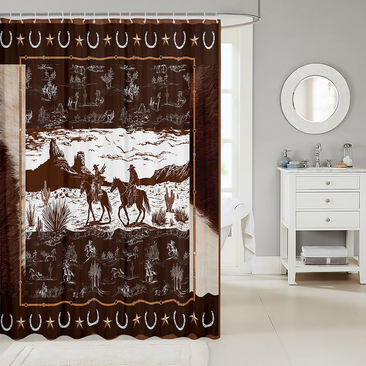 Boys Men Kids Western Aztec shower curtain 72x84 set