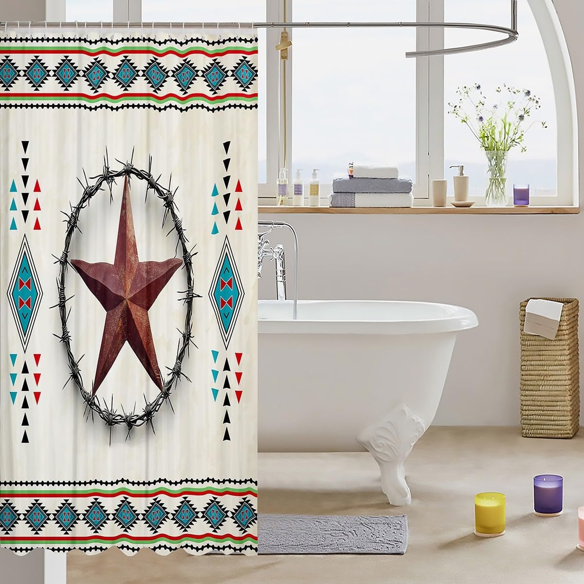 Boho Texas Star 72x84 Shower Curtain Set