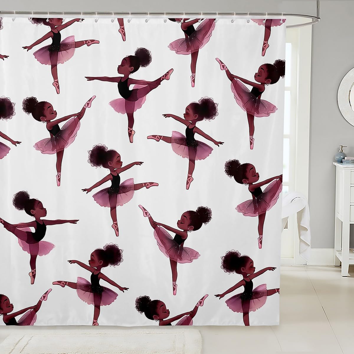 Unique Ballet Bath Curtain Black Bathroom Decor Aesthetic Kids AdultsJustin
