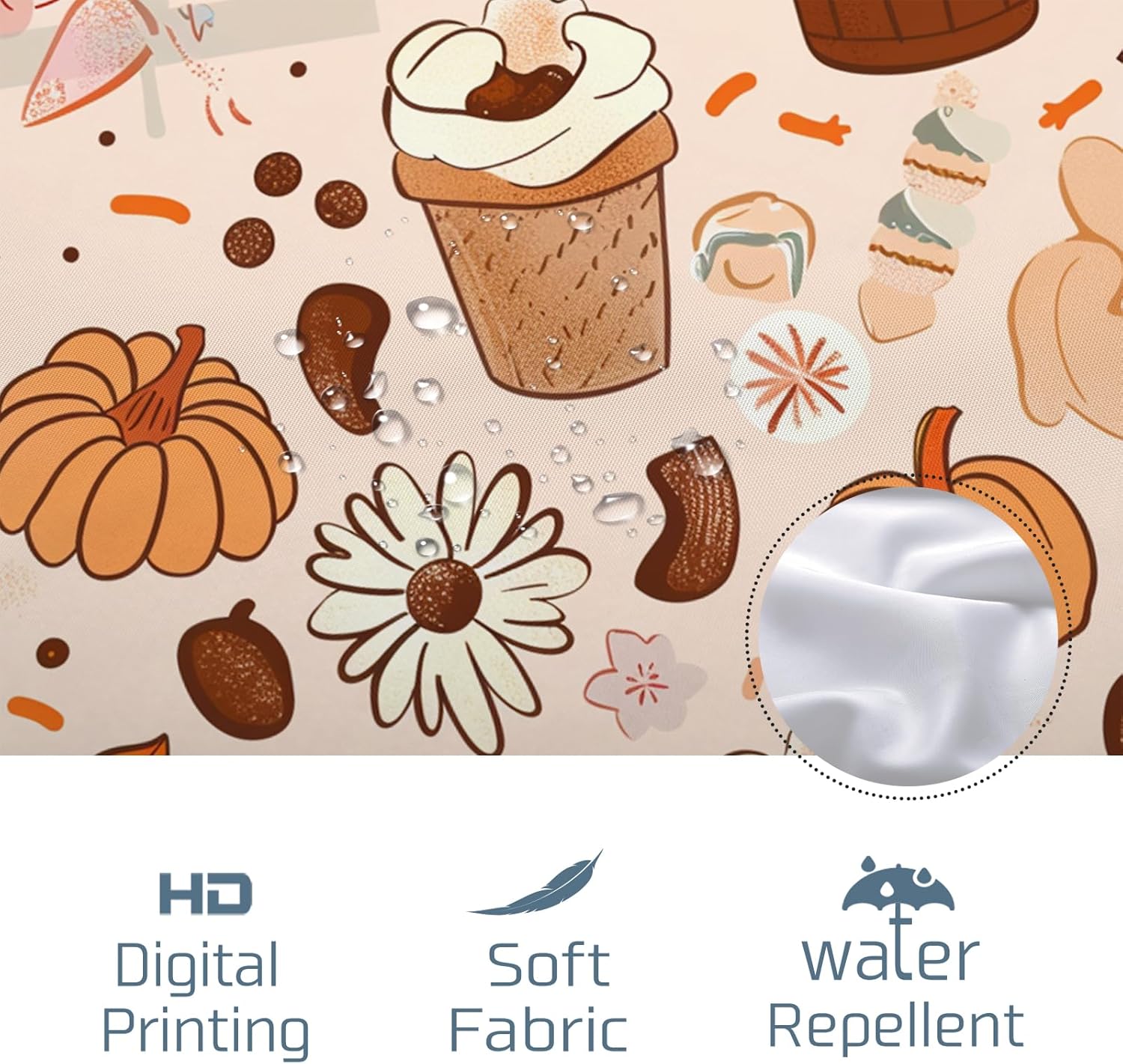 Fall Pumpkin Ice Cream Shower Curtain Set - 72x72