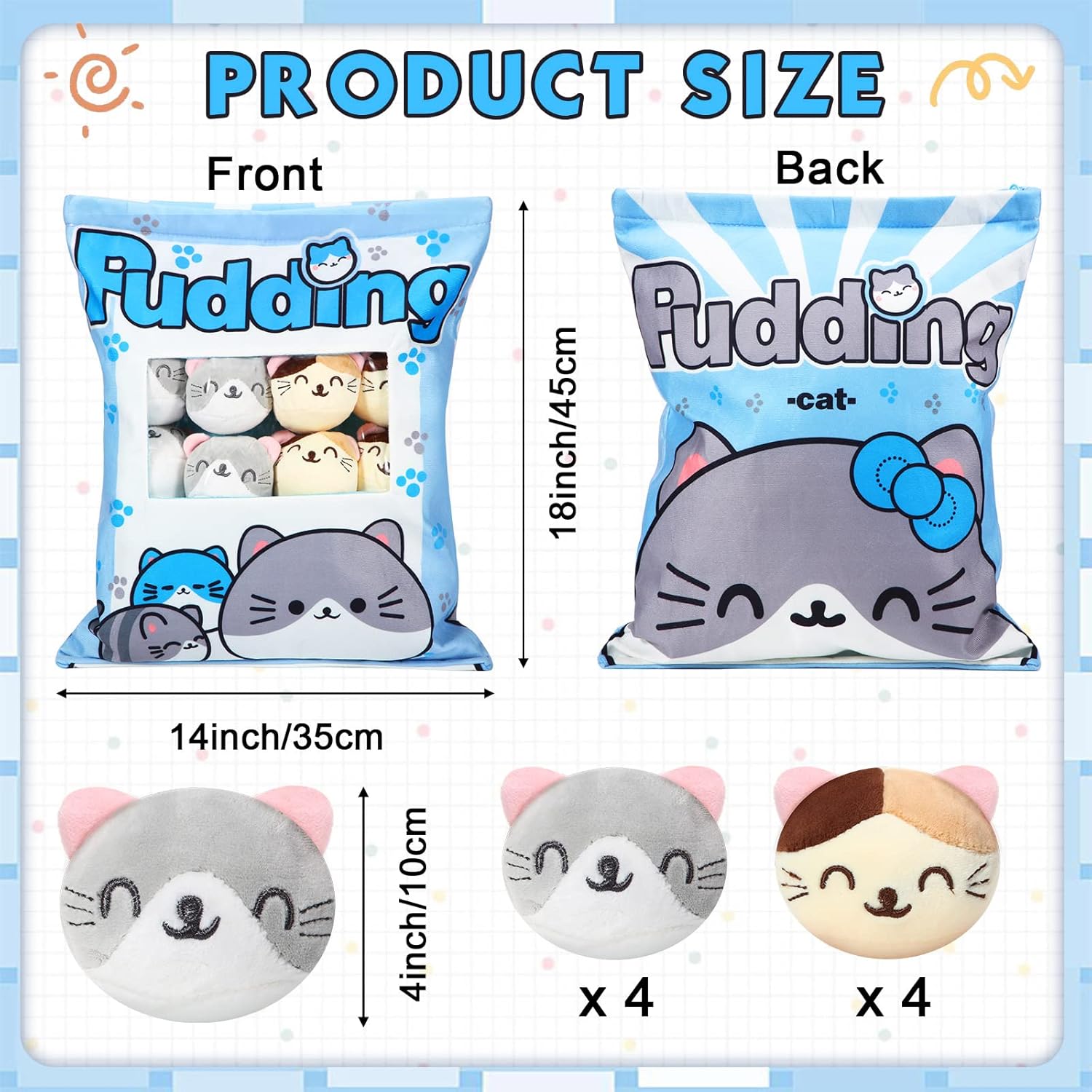 Civaner Adorable Cat Plush Pillow Throw