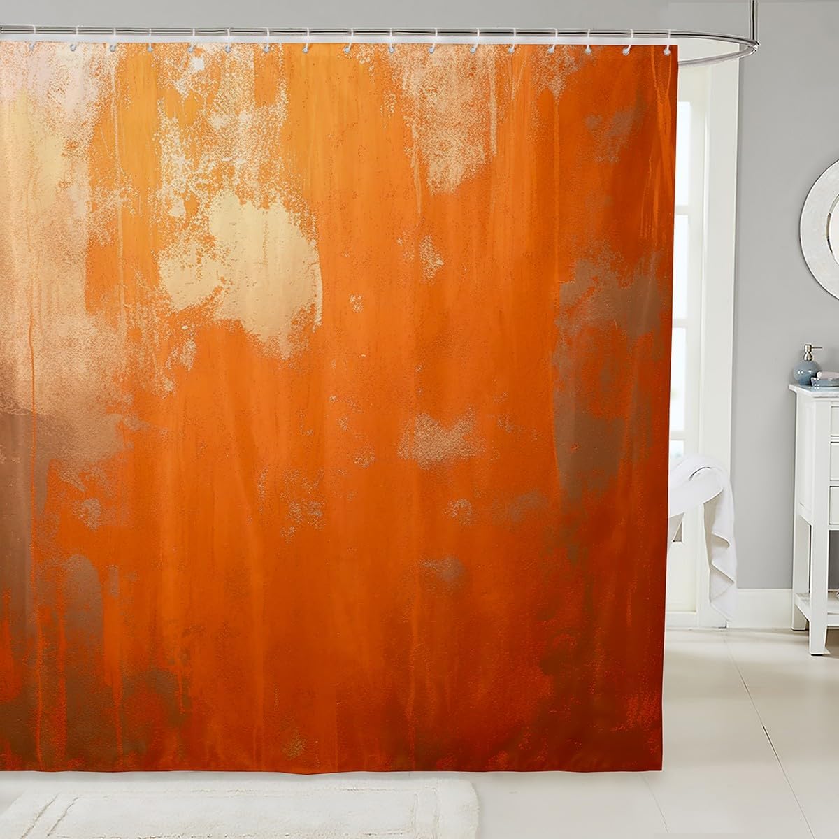 Feelyou Orange Graffiti Bath Curtain Abstract for Kids
