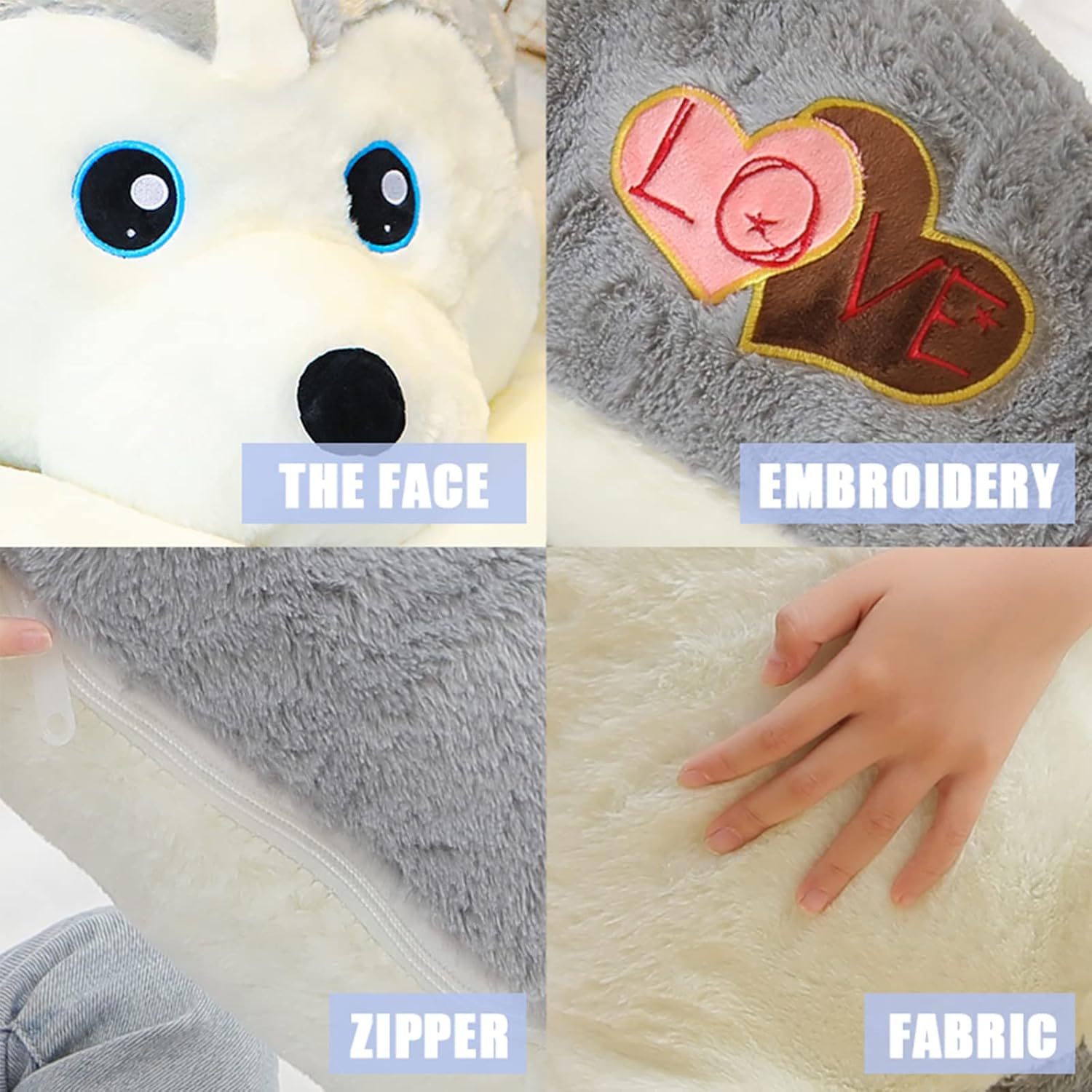 Big Comfy Husky Dog Plush Toy for Kids and Adults 32-inch