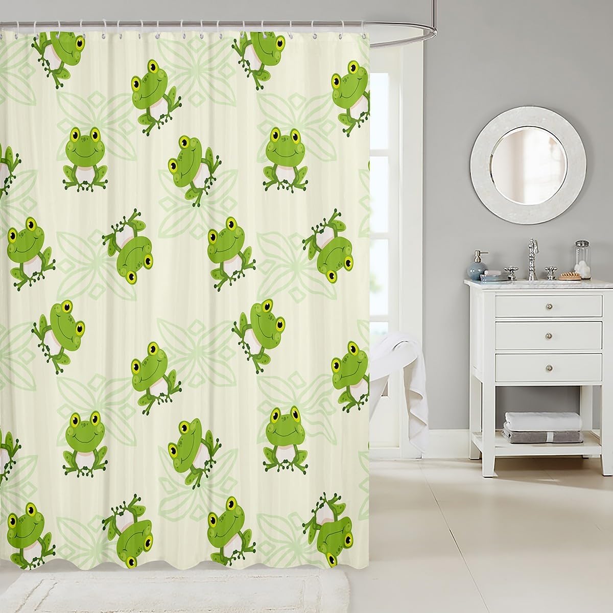 Feelyou Green Frog 72x78-inch bathroom shower curtain waterproof
