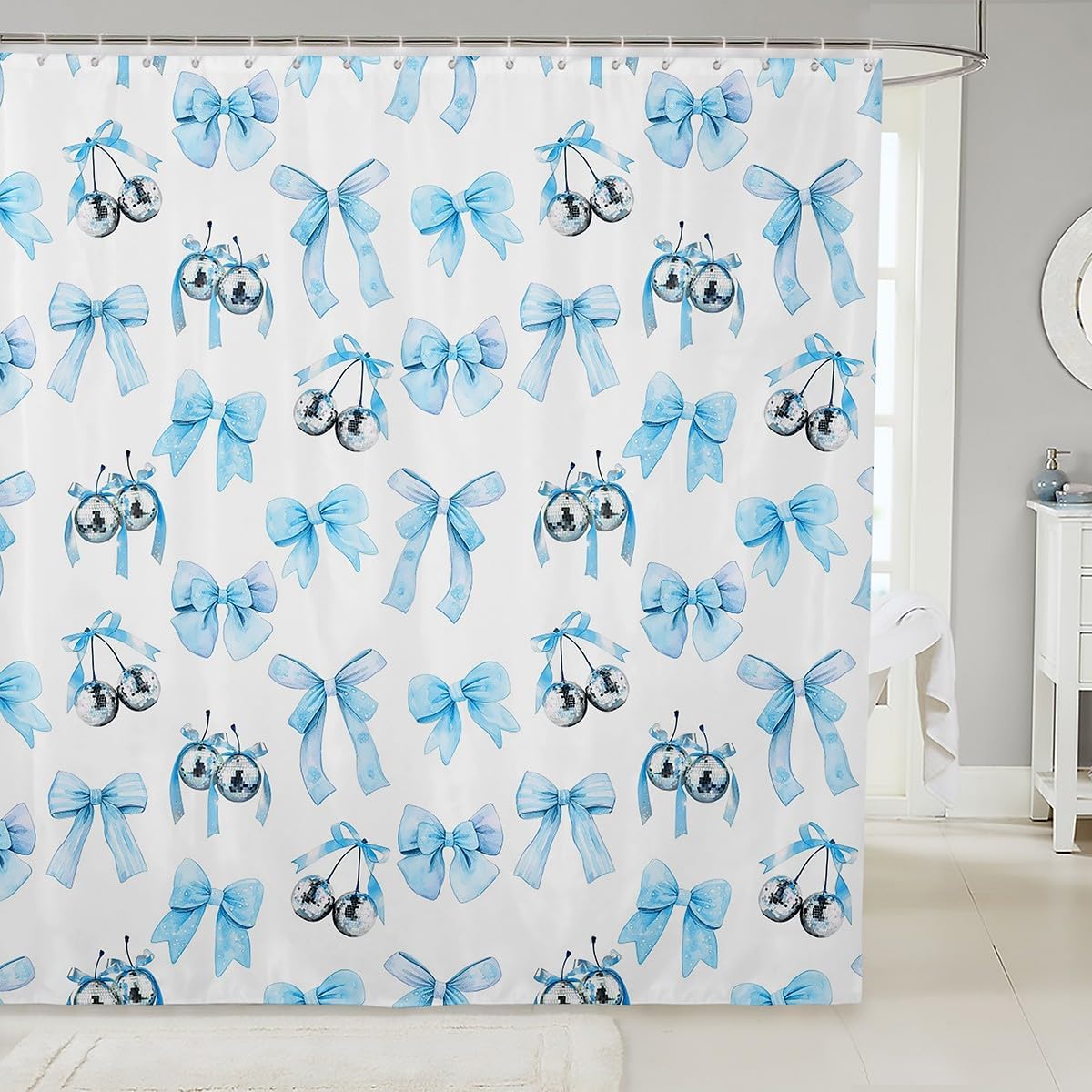 Feelyou Kids Blue Bowknot Shower Curtain Set