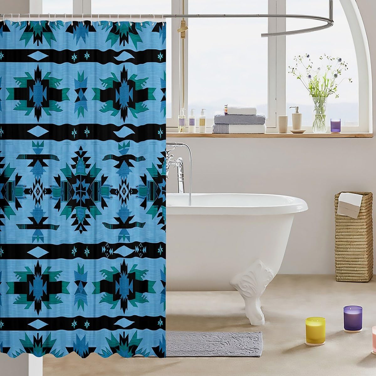 Jejeloiu Kids Western Shower Curtain Set 1