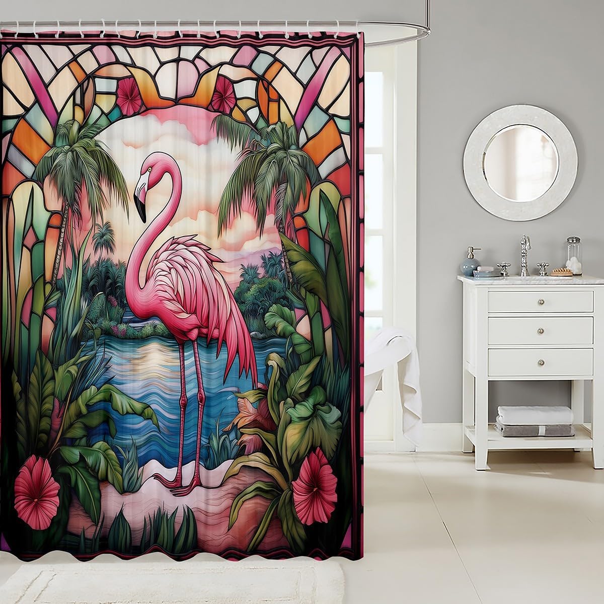 Manfei Flamingo Kids Bath Curtain