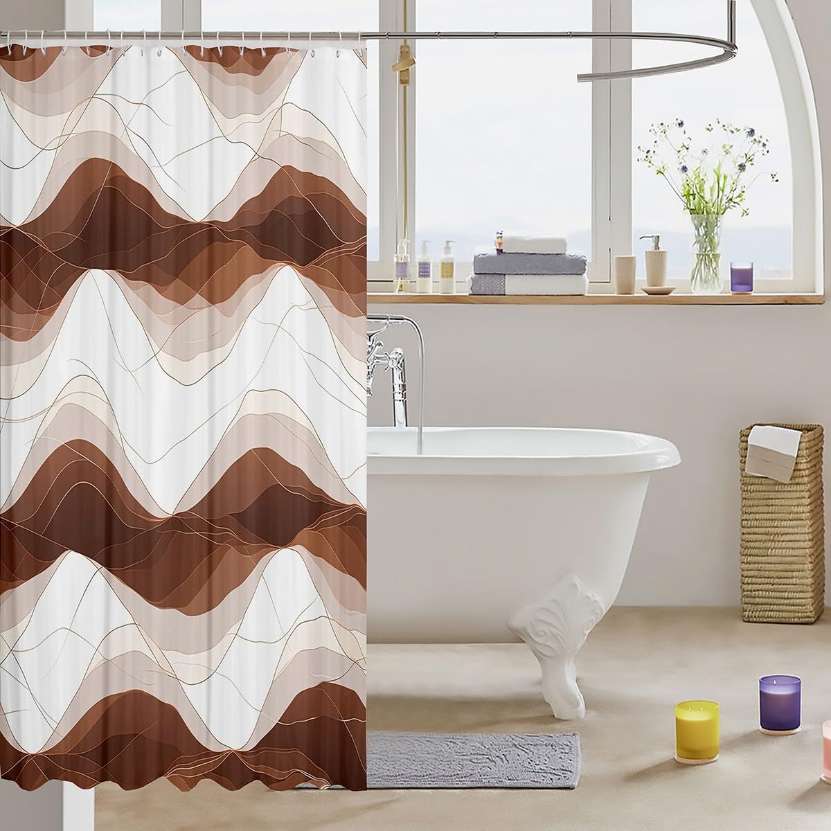 Kids Geometric 72x72 Gradient Rose Beige Shower Curtain Set