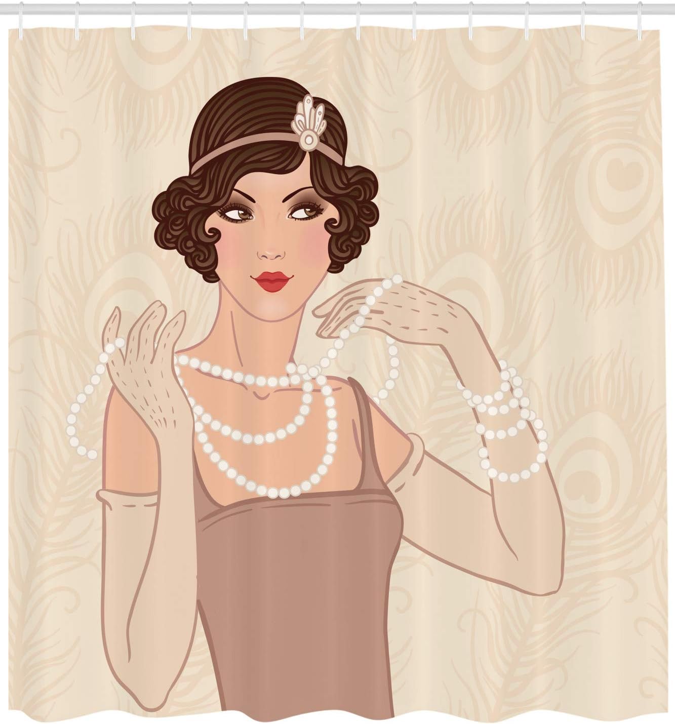 Ambesonne Old Hollywood Shower Curtain Set with Hooks