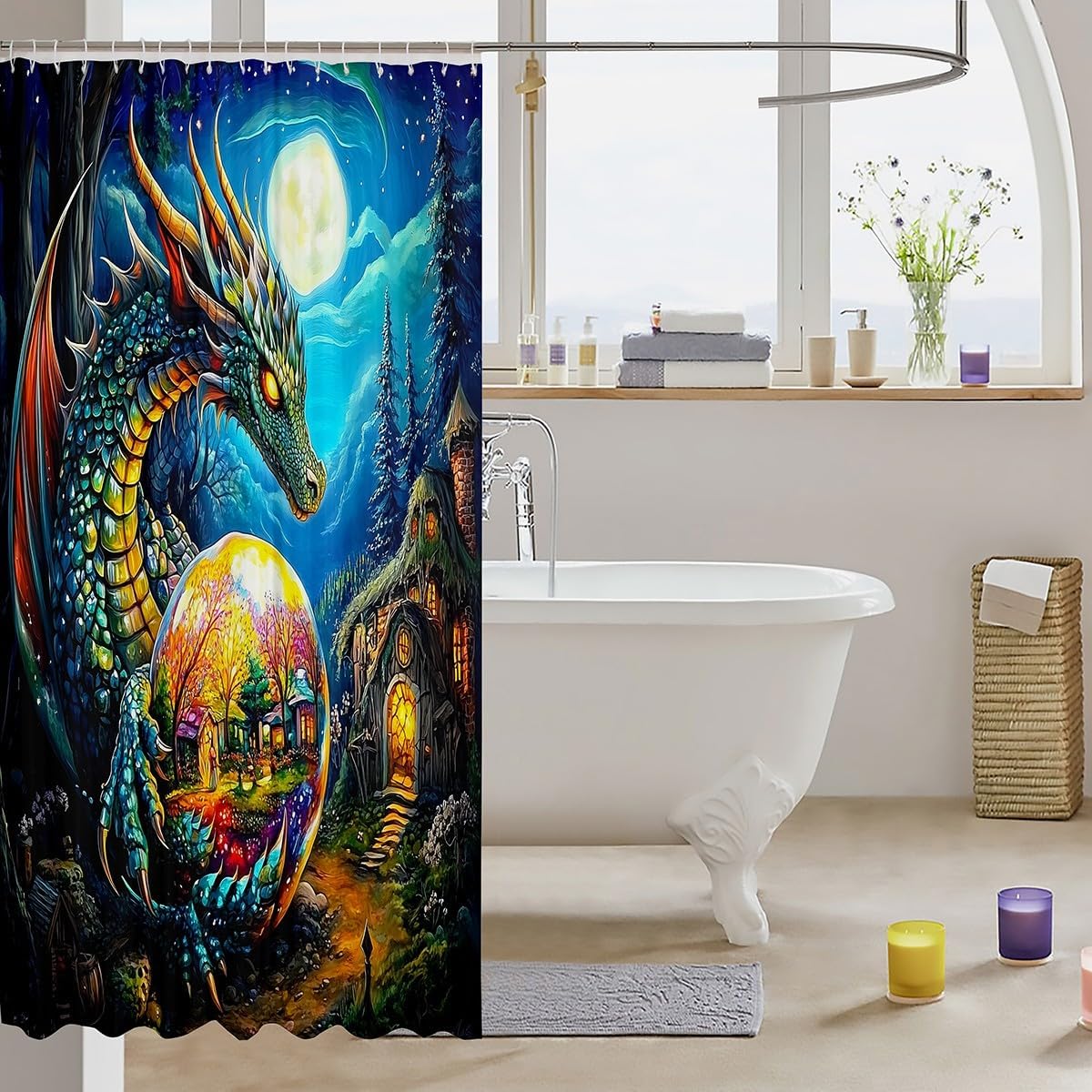 Feelyou Dragon Bath Curtain Set for Kids