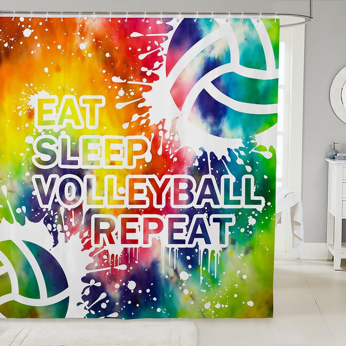 Feelyou Tie Dye Volleyball Bath Curtain 72x72