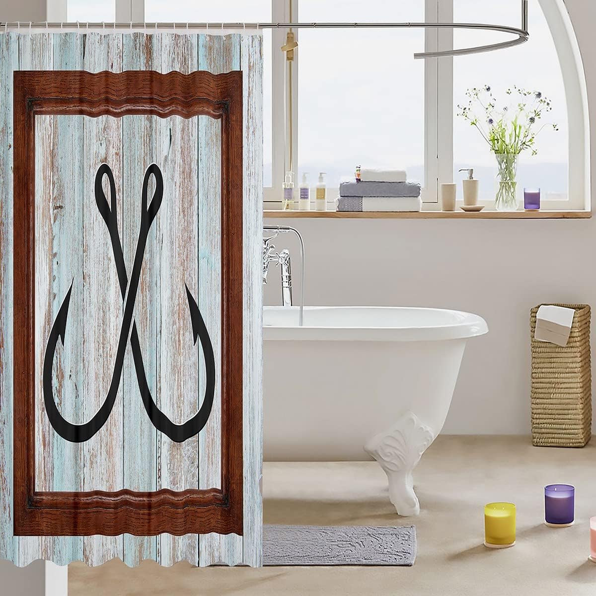 Manfei Lake House Fishing Theme Kids Shower Curtains