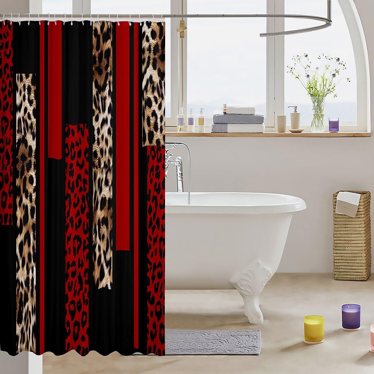 Manfei Leopard Print Shower Curtains