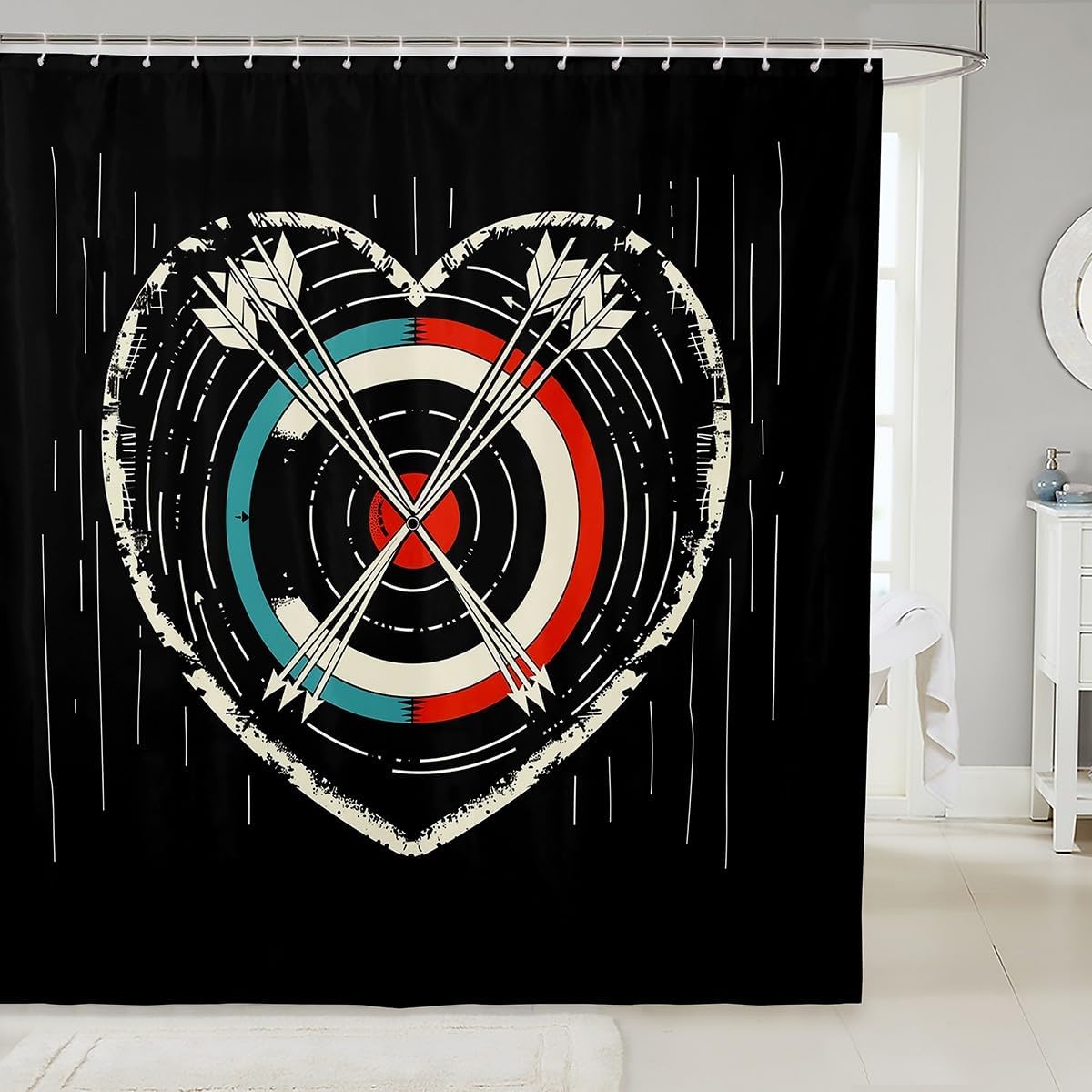 Erbeth ladies fun kids archery theme waterproof shower curtain with hooks