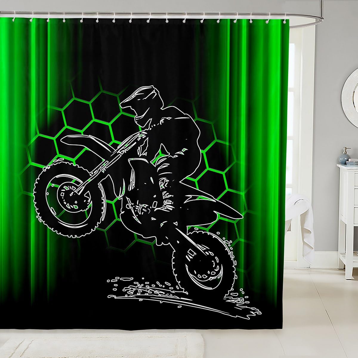 Feelyou Dirt Bike shower curtain Set for Boys Girls